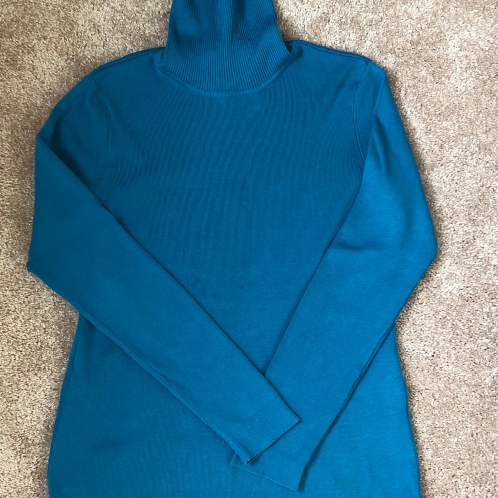 CHICOS Turtkeneck, Turquoise Blue, Sz 1 (small)